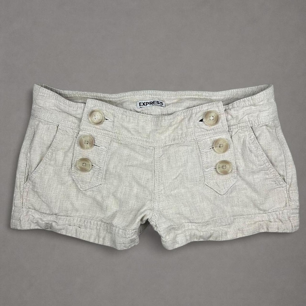 Y2K Express mini Cream Linen Cotton Shorts size 0